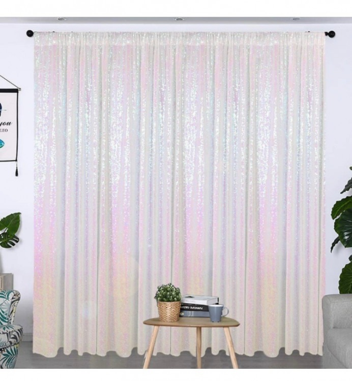 Iridescent White Sequin Backdrop ( 8x8 )